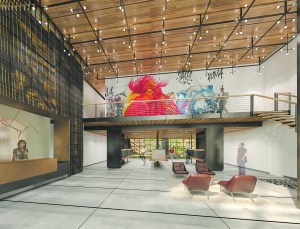 Lobby at of 44-28 Purves Street (Rendering: FXFOWLE Architects).