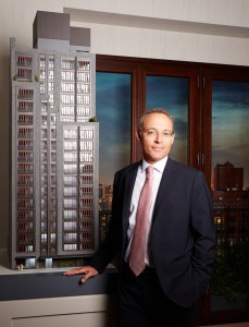 Miki Naftali at the sales office for 210 West 77th Street (Photo: Yvonne Albinowski/For Commercial Observer)