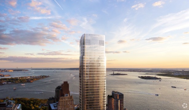 The luxury condo glass tower 50 West Street (Photo: CoStar).