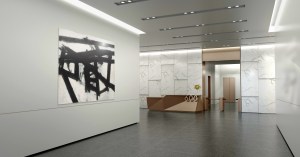 Rendering of the new lobby at 600 Third Avenue.