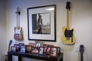 A portion of Mr. Liebersohn's guitars in his office (Photo: Michael Nagle/ for Observer).