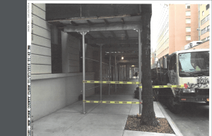 Italian Private School’s Construction Too Noisy for Midtown Neighbors: Lawsuit Scaffolding at 432 West 58th Street (Photo: Court documents).