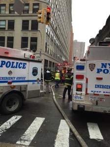 Police and firefighters stormed Lower Manhattan.