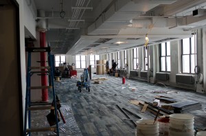 The Plan: Yodles Expansion in Vornados 330 West 34th Street Open spaces for work desks will be on the edges of the floor, closer to natural light from the large windows (Photo: Molly Stromoski/ For Commercial Observer).