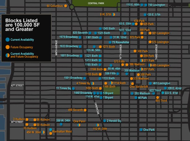 A VACANT STARE: According to Newmark Grubb Knight Frank’s January Midtown market report, there is or will be a sea of vacancies in the upcoming five years in one of the busiest sections of Manhattan.