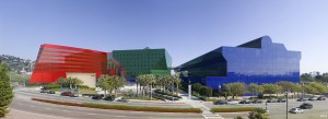 The City of Woody Allen Takes Over the City of Angels Pacific Design Center's Red, Blue and Green Buildings.