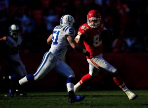 Steve Maneri playing in red with the Kansas City Chiefs (Photo by Jamie Squire/Getty Images)