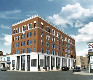 Transition Acquisitions Transforming Former Globe Exchange Bank Into an Office Building Rendering of 815 Broadway.