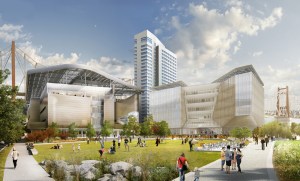 Cornell Tech campus phase one, from left to right, The Bloomberg Center, the residential building and The Bridge at Cornell Tech (Image: Kilograph).Cornell Tech campus phase one, from left to right, The Bloomberg Center, the residential building and The Bridge (Image: Kilograph).