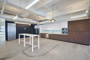 The pre-built kitchen area. 