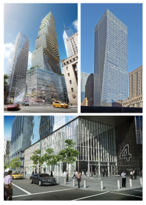 15 Years After 9/11, Larry Silverstein Finally Recreated WTC 2 WTC (top left), 7 WTC (top right) and 4 WTC.