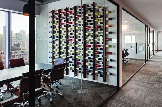 A wall of wine bottles also seems to have been a requirement.