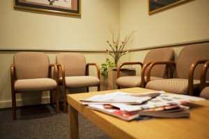 A doctor's waiting room.