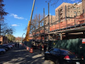 The 134th Street side of the existing 81-10 135th Street, where the Musso Group is expanding the residential building. Photo: New York City/Twitter