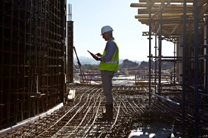 A worker on a construction site. 