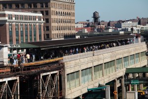 Queensboro Plaza elevated train station in the heart of Long Island City. 