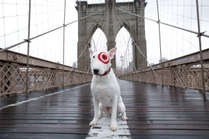 Target’s mascot, Bullseye, on the Brooklyn Bridge. Photo: Target