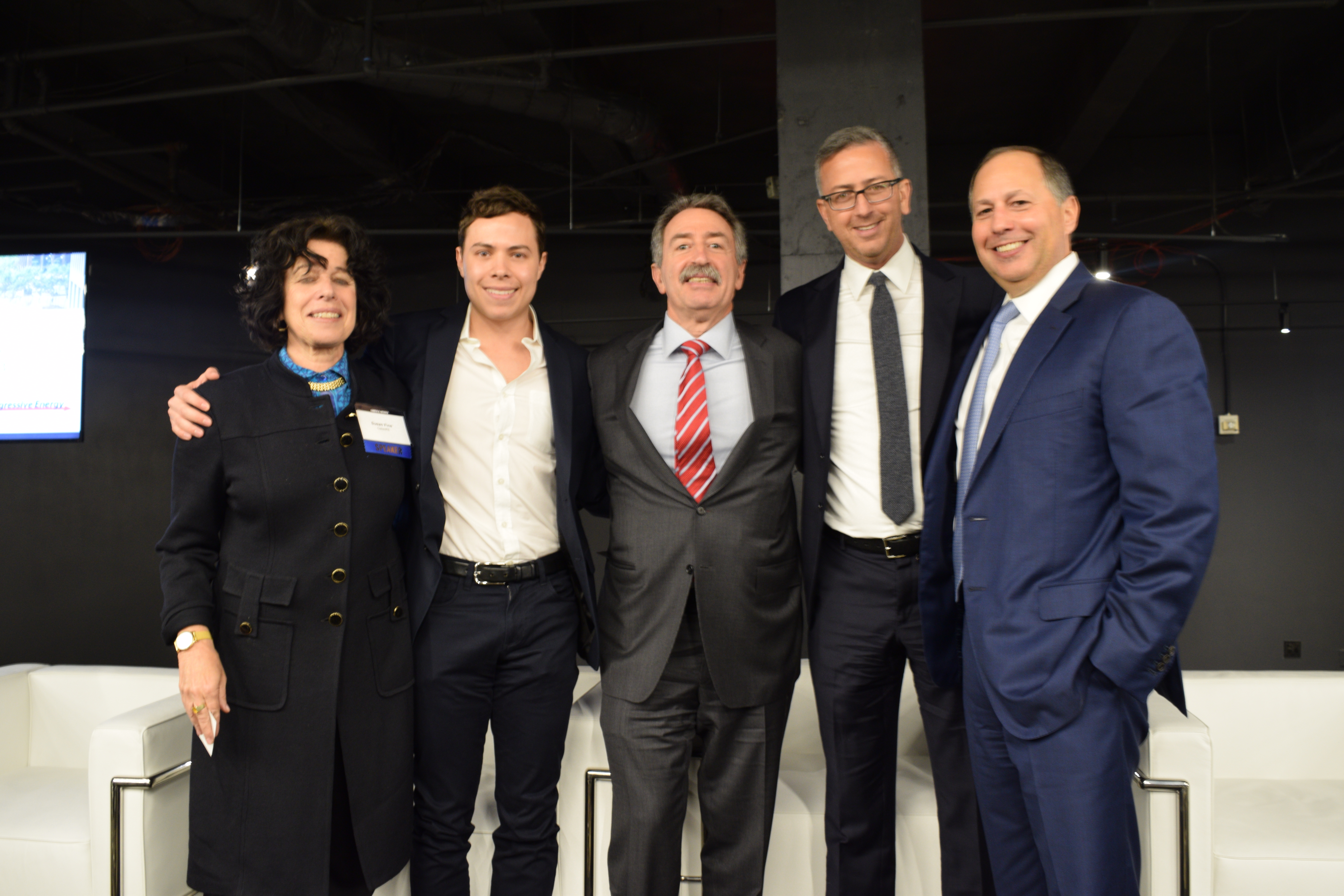 Susan Fine, Ryan Engel, Jonathan Mechanic, Isaac Chera, and Gene Spiegelman pose after yesterday's panel. 