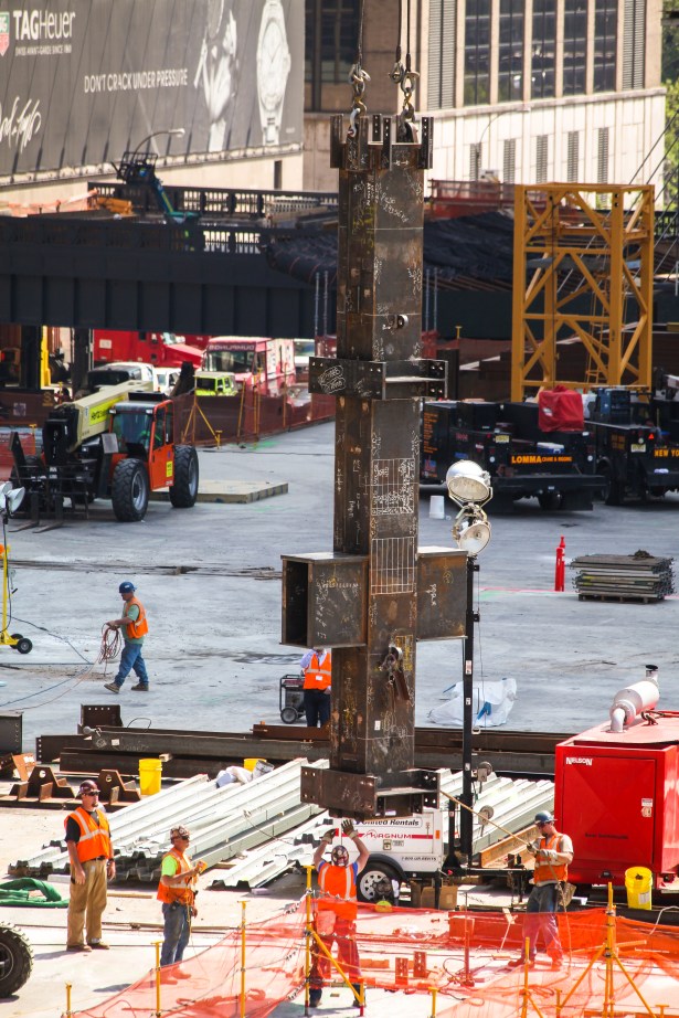 photo 4 first piece of steel for vertical construction is placed at hudson yards courtesy of joe woolhead NYC Policymakers and Advocates Review Construction Safety Requirements