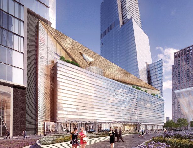 Hudson Yards the shops and restaurants looking east from the plaza courtesy of related oxford Hudson Yards