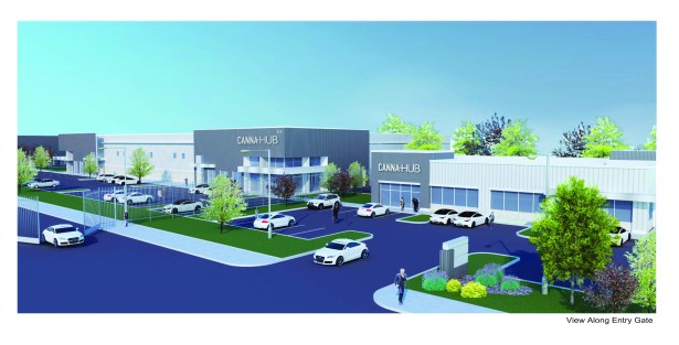 Seed Money: Real Estate as a Backdoor to Cannabis Investing ... At Your Own Risk! rendering of the front of a canna hub campus credite28094canna hub Seed Money: Real Estate as a Backdoor to Cannabis Investing ... At Your Own Risk!