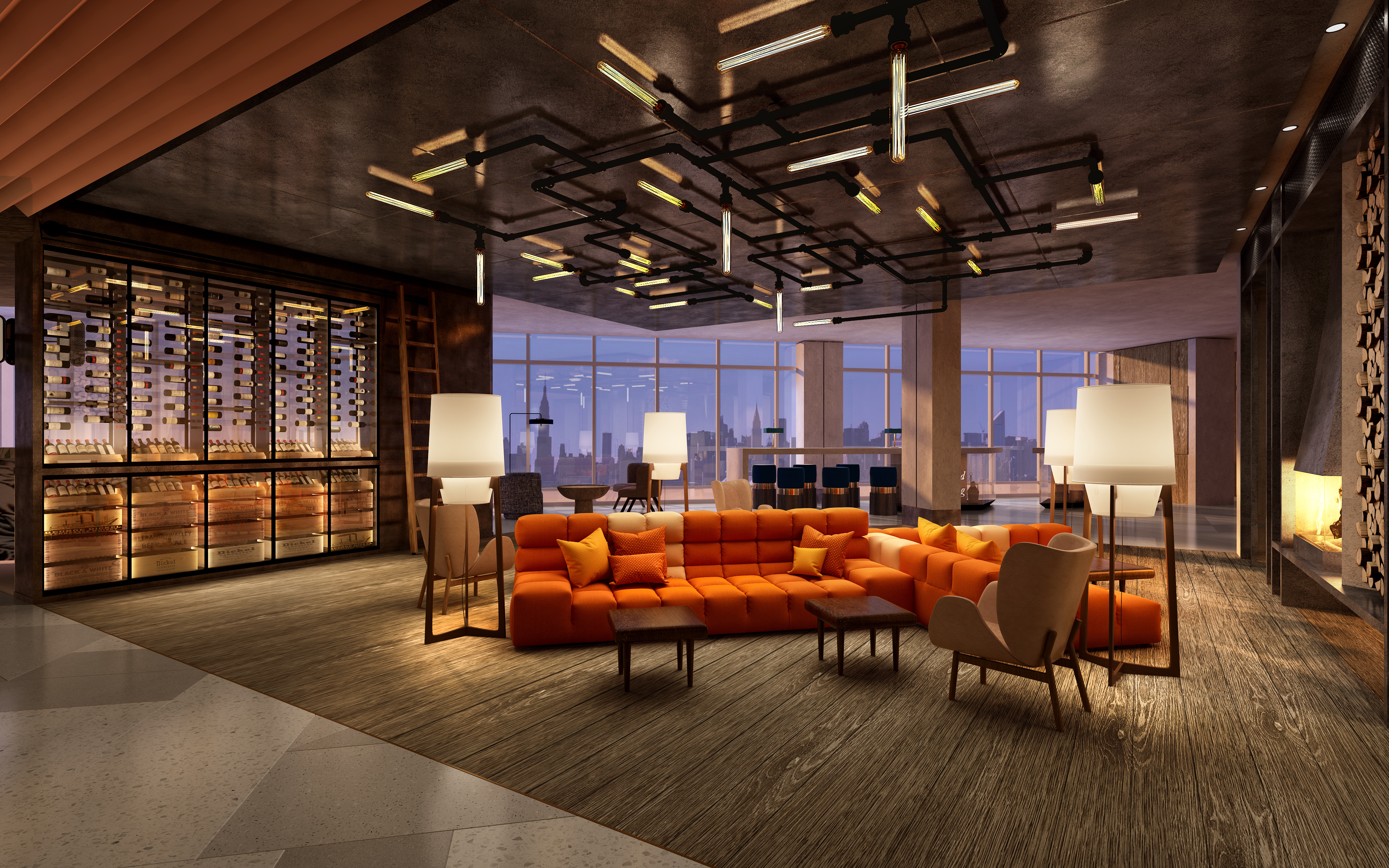 top floor lobby arrive credit tangram SCG America and F&T Tap Renaissance Brand for Tangram Hotel in Flushing